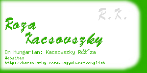 roza kacsovszky business card